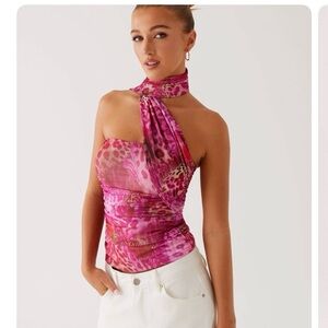 Pink Leopard Print Halter Top
